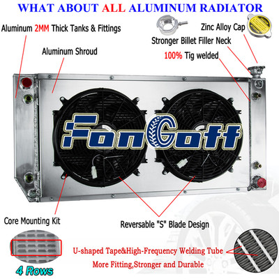 4Row Radiator & Shroud Fan Fits 1988-2000 Chevy C/K 1500 2500 5.7L 7.4L#1520