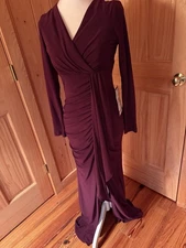 Betsy And Adam Wine Colored Ruched Front Gown NWT, Never Worn Size 4