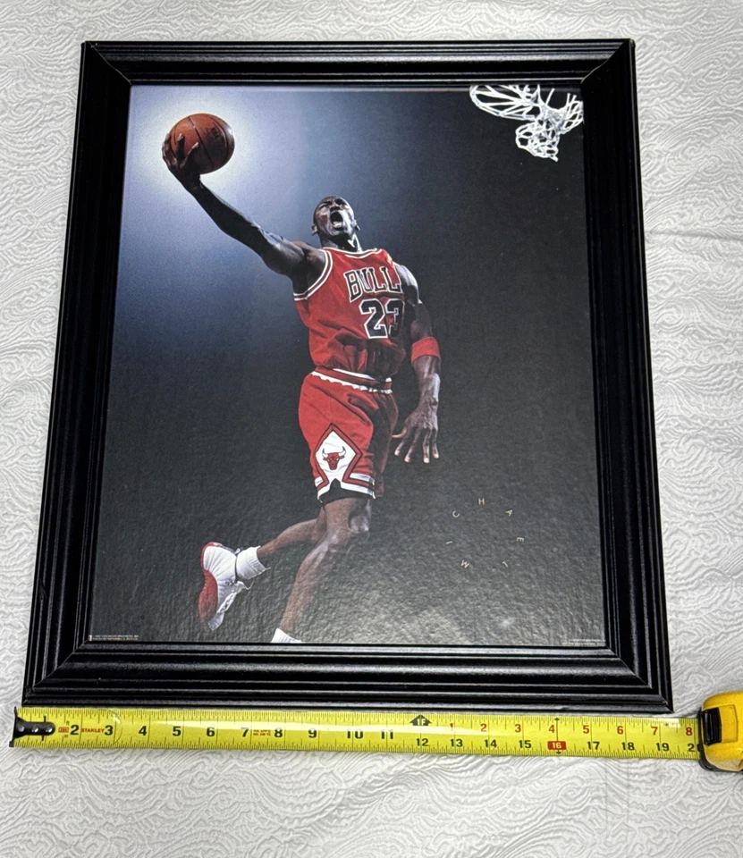 Vintage Michael Jordan “Air Jordan” Poster 1997 Black Framed 19.5” X 23.5” - Image 4 of 4