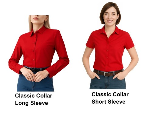 Camisa blusa de trabajo para mujer, sin arrugas, mangas cortas/largas, cuello clásico - Imagen 9 de 20