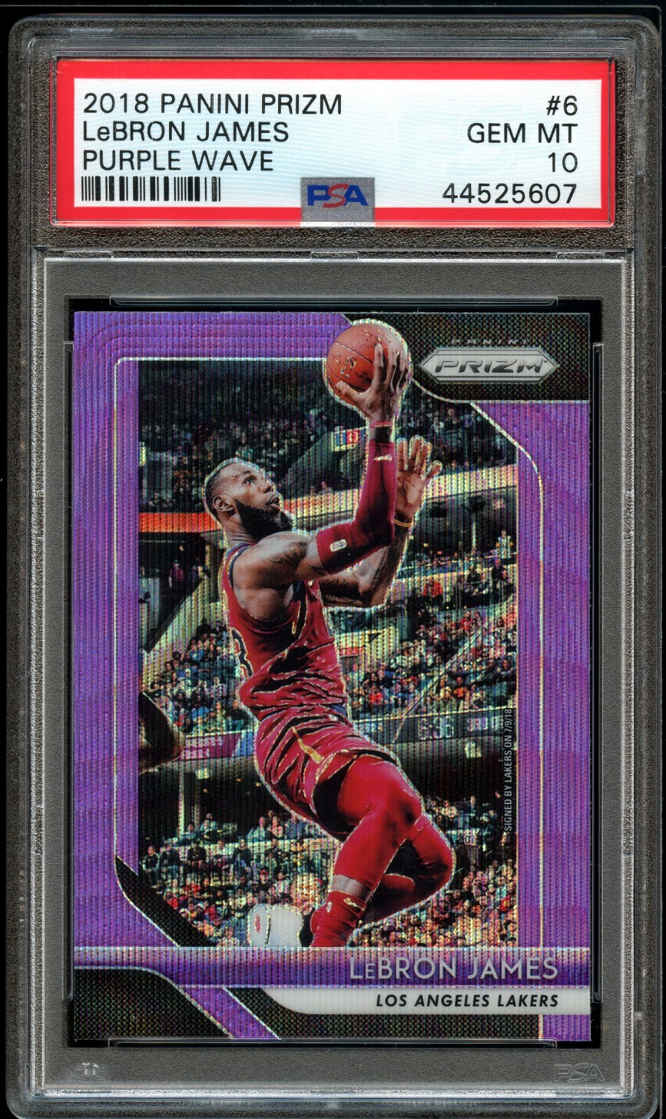 2018-19 Prizm LeBron James Prizm Purple Wave #6 Lakers PSA 10