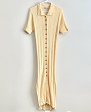 Free People Beach Women's Riding Waves Knit Button Midi Dress Yellow, Small