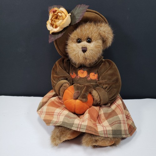 Bearington Collection Plüschbär Herbst Ernte Mädchen 14 Zoll Samt kariert Kleid Vintage - Bild 1 von 9