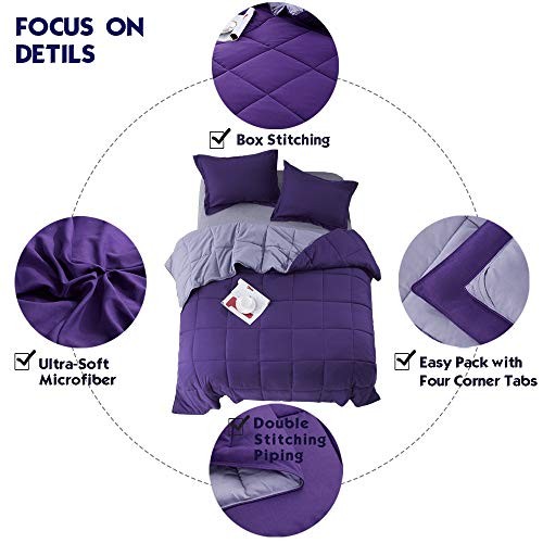 HIG 3pc Down Alternative Comforter Set - All Season Reversible Comforter with - Zdjęcie 7 z 7