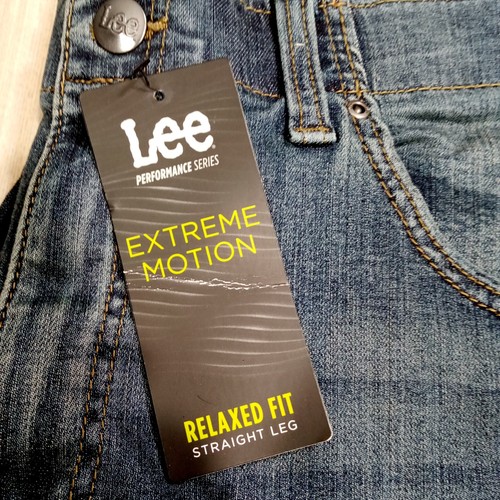 Lee Extreme Motion MVP Relaxed Straight Jean Mens 44x32 Blue Cotton Blend New - Picture 9 of 9