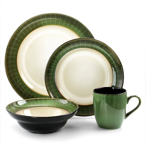 Grand 16-Piece Modern Jade Stoneware Dinnerware Set (Service for 4) - Picture 3 of 8