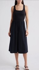 SPANX Jersey Mixed Media Midi Black Dress Sz XL NWOT $138