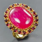 Top color natural 28 ct Ruby Ring 925 Sterling Silver Size 7 /R438803