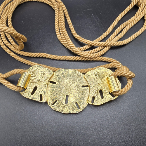 Vintage goldfarbener Sand Dollar Gürtel Seil gekordelt ~ 55" Strand Maritim - Bild 5 von 8