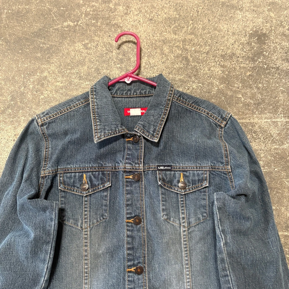 Chaqueta de mezclilla UnionBay vintage para mujer L azul cuello desteñido jean camionero exterior Foto 2 de 4