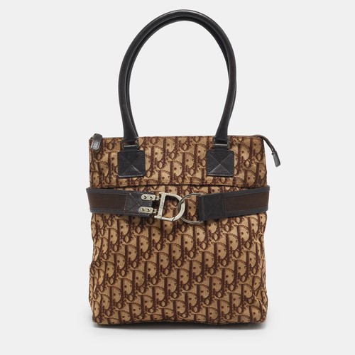 Dior Brown Diorissimo Canvas and Leather Buckle Tote - 第 1/9 張圖片