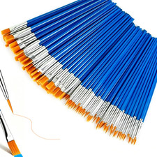 200 Pcs Paint Brushes Bulk, 100 Flat 100 Tip round Acrylic Paint Brushes for K