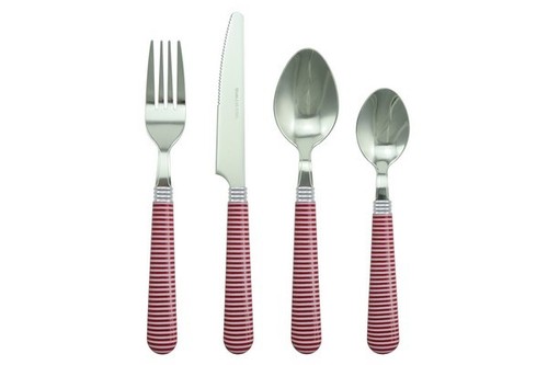 Apollo Fun Cutlery Green or Red Hoops Stripes Spoon Fork or Teaspoon - Picture 8 of 14
