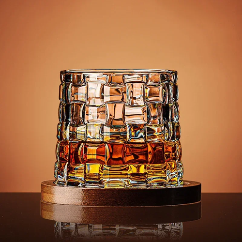 Whiskey Glass 280 ml Old Fashioned Rocks Tumbler Wooden Base - Imagen 2 de 11