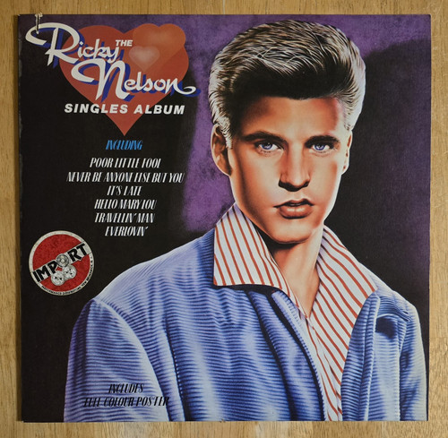 Ricky Nelson Singles Album MONO Import Vinyl LP Record VG+ With Poster RARE - Picture 1 of 4