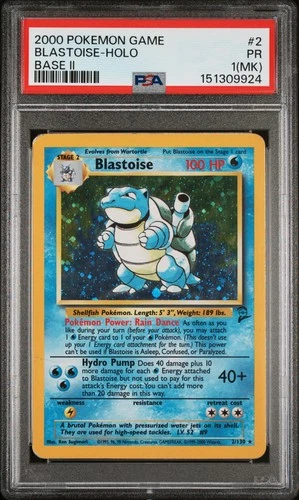 2000 POKEMON GAME BASE II #2 BLASTOISE-HOLO PSA 1 MK