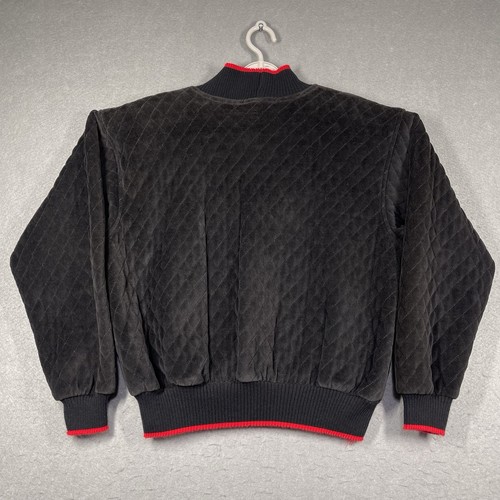 Vintage Norm Thompson Pullover Damen Large Velour schwarz weiche Schulterpolster Oma - Bild 4 von 6