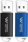 XinwaY Memory Stick 8GB USB Flash Drive Thumb Drives 2 Pack - Black Blue 