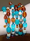 Vintage Mixed Glass Plastic Bead Wired Wrap Cuff Bracelet Costume Jewelry