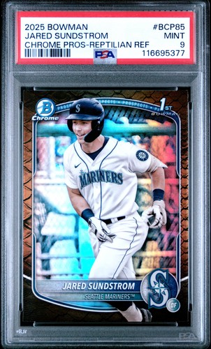 2025 BOWMAN CHROME PROSPECTS REPTILIAN REFRACTOR #BCP85 JARED SUNDSTROM PSA 9 - Picture 1 of 2