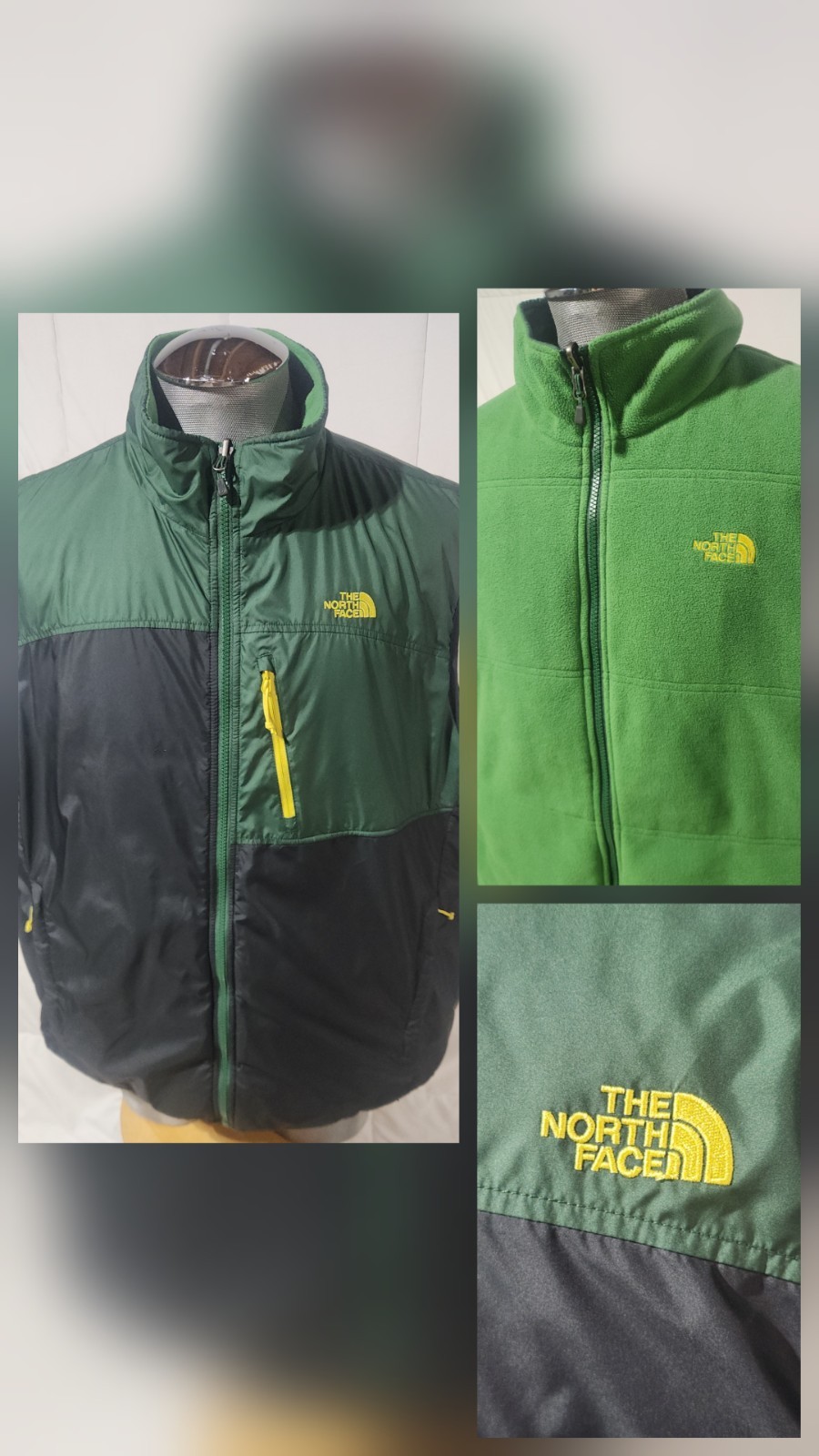The North Face Reversible Green Black Vest XXL