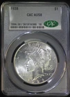 1928 P Peace Silver Dollar CACG AU58 Lustrous Key Date PQ Coin CAC