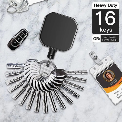 Heavy Duty Retractable Carabiner Keychain Belt Clip 28.3 Inch Steel Wire - Picture 5 of 6