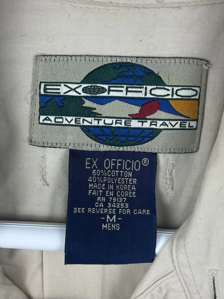 Camisa ExOfficio Adventure Travel Beige Manga Larga Con Botones Para Hombre Mediana Foto 2 de 4