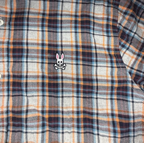 Camisa de franela de manga larga Psycho Bunny para hombre con botones a cuadros algodón Pima talla: L - Imagen 3 de 6