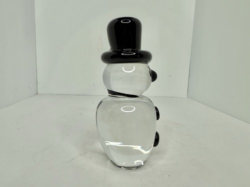 HTF Vintage Blenko Glass 711A Snowman Crystal Ebony Cobalt 6” Stunning - Picture 2 of 6