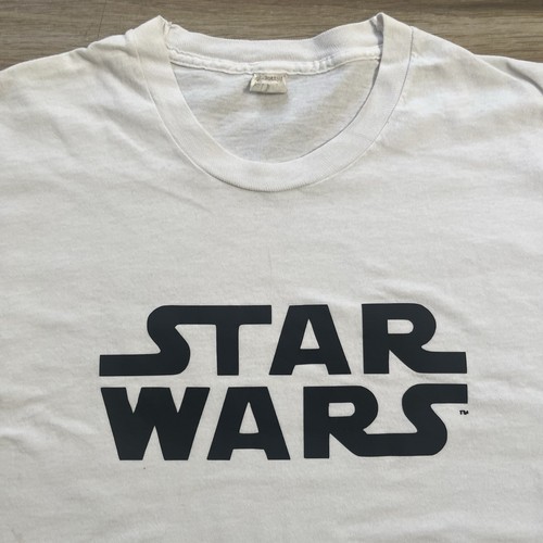Camiseta vintage de la película Star Wars deletreada para hombre blanca y negra talla L - Imagen 2 de 18