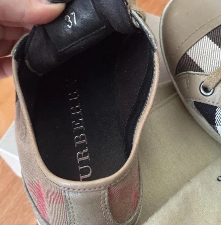 Mujer US 7 EU 37 Burberry House Check Zapatillas Cuero Detalles - Minorista $365 Foto 3 de 4