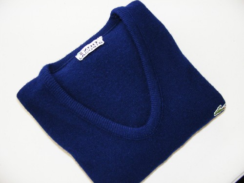 MENS SZ XL VINTAGE IZOD LACOSTE PULLOVER V-NECK SWEATER SZ XL BLUE - Picture 16 of 16