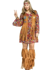 Fun World Groovy 60s Peace Love Hippie Adult Costume Womens 16-20 NWOT #262