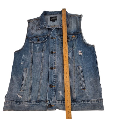 Xxx unhöfliche amerikanische Flagge Weste Herren Large abgenutzt blau Denim heißes Thema Knopfleiste - Bild 18 von 20