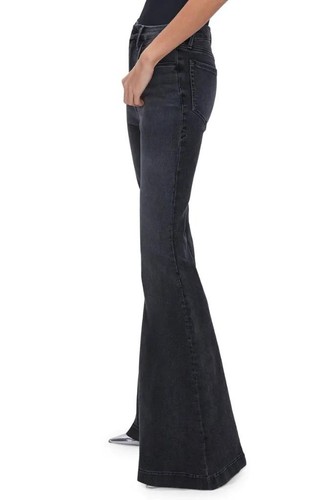 GOOD AMERICAN Good Legs Flare Jeans in Black Size 6/28 - Picture 3 of 5