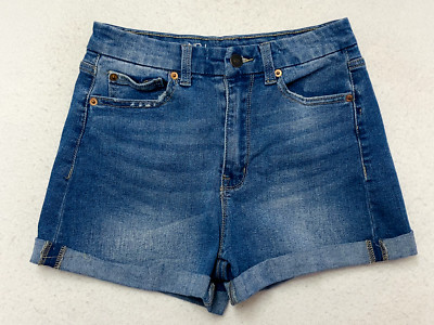 No Boundaries Women's Blue Denim Bermuda Cuffed Short Size 7