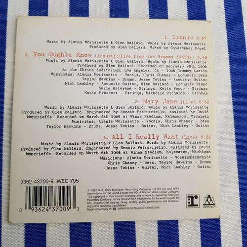 Maxi CD, Alanis Morissette Ironic, 1995-1996 - Bild 3 von 6
