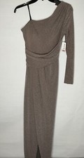 Betsy & Adam Womens Silver Knit Metallic Formal Evening Dress Gown 4
