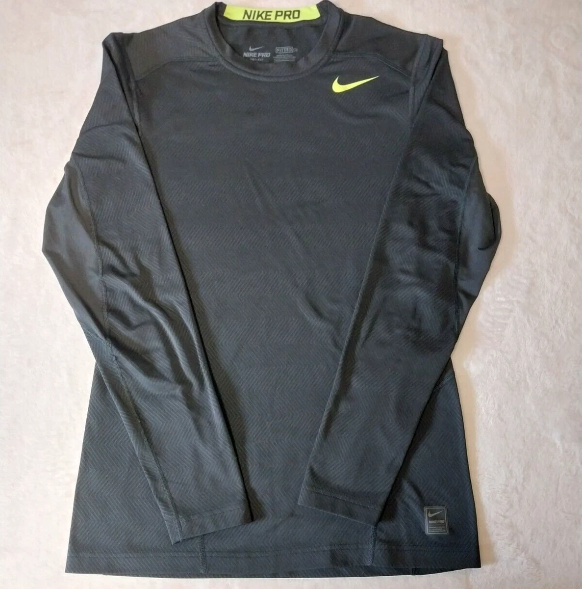 Yellow nike long shop sleeve compression shirt