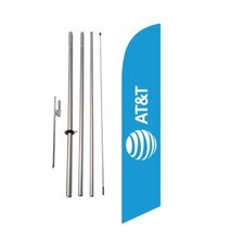 New AT&T wireless logo 15' Feather Banner Swooper Flag Kit w/ pole+spike blue