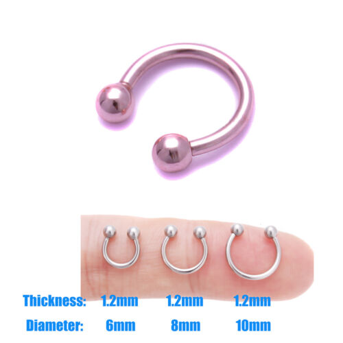 Surgical Steel Horseshoe Lip Nose Ring Ear Teeth Ring Daith Tragus Hoop Ring - Picture 7 of 12