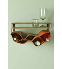 Crosshatch Buffalo Leather Wine Shelf By Anthropologie (43cm H x 18cm W) Rare!