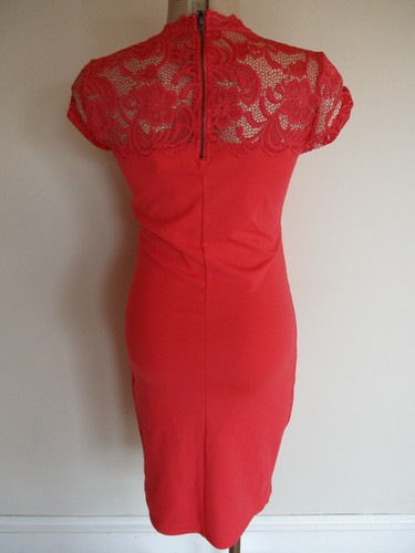 MAMALICIOUS MATERNITY CORAL LACE TRIM SMART PARTY OCCASION DRESS SIZE 8 10 12 14 - Picture 4 of 6