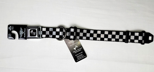 Buckle Down Seatbelt Style 1" Dog Collar Med 11" - 16.5" B&W Checker Adjustable - Picture 3 of 10