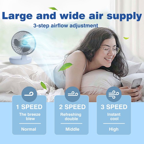 3 Speed Folding Desktop Fan Wall Mounted Air Conditioner USB Rechargeable Fan - Picture 7 of 14