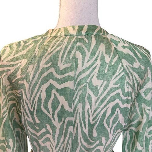 1 State Long Sleeve Floral Print Belted Midi Dress Women’s SZ Small in Green - Picture 5 of 7