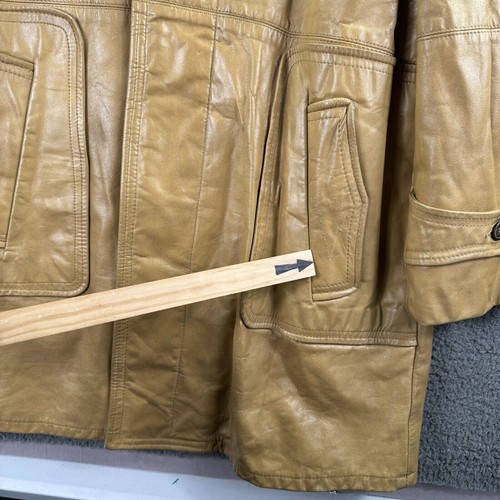 Lakeland Leather Trench Coat Mens 40 Caramel Vintage Pockets Minor Blemishes VTG - Picture 8 of 19