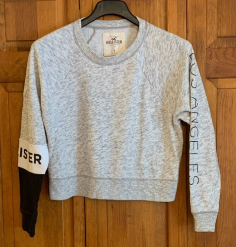 Sudadera Pullover Para Mujer Hollister Manga Larga Gris Recortado Etiqueta Talla S - Imagen 1 de 6