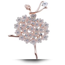 Ballet Dancer Brooch Pin for WomenRhinestone Fashion Crystal Dancing Ballerin...